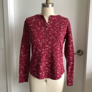 3/$30 Segments Floral Print Burgundy Red Henley